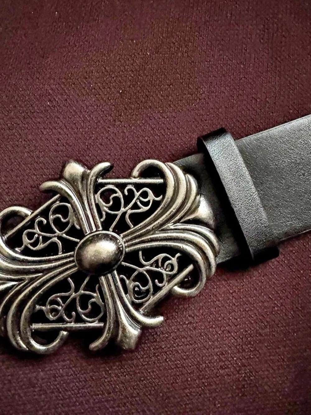 Chrome hearts inspired leather Black Belt